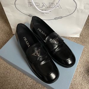 Prada brushed leather loafers